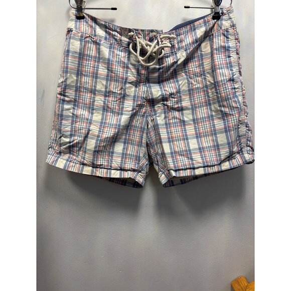 J.Crew Mens Plaid Drawstring Swim Trunks With Pockets Blue & Red Size32Inches Wa - Picture 1 of 10